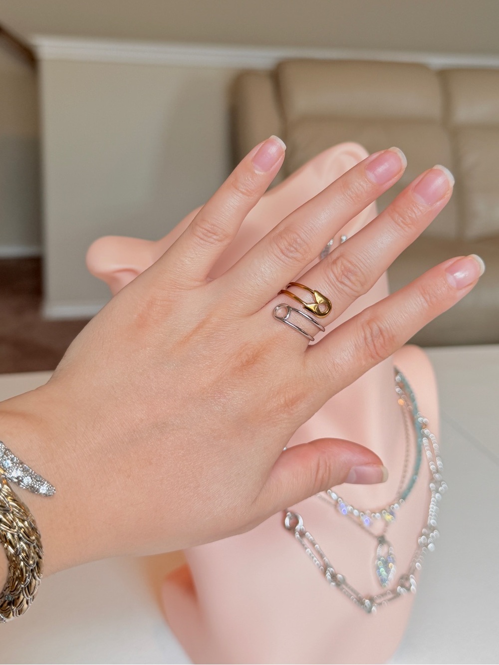 Delicate Two-Tone Pin Ring